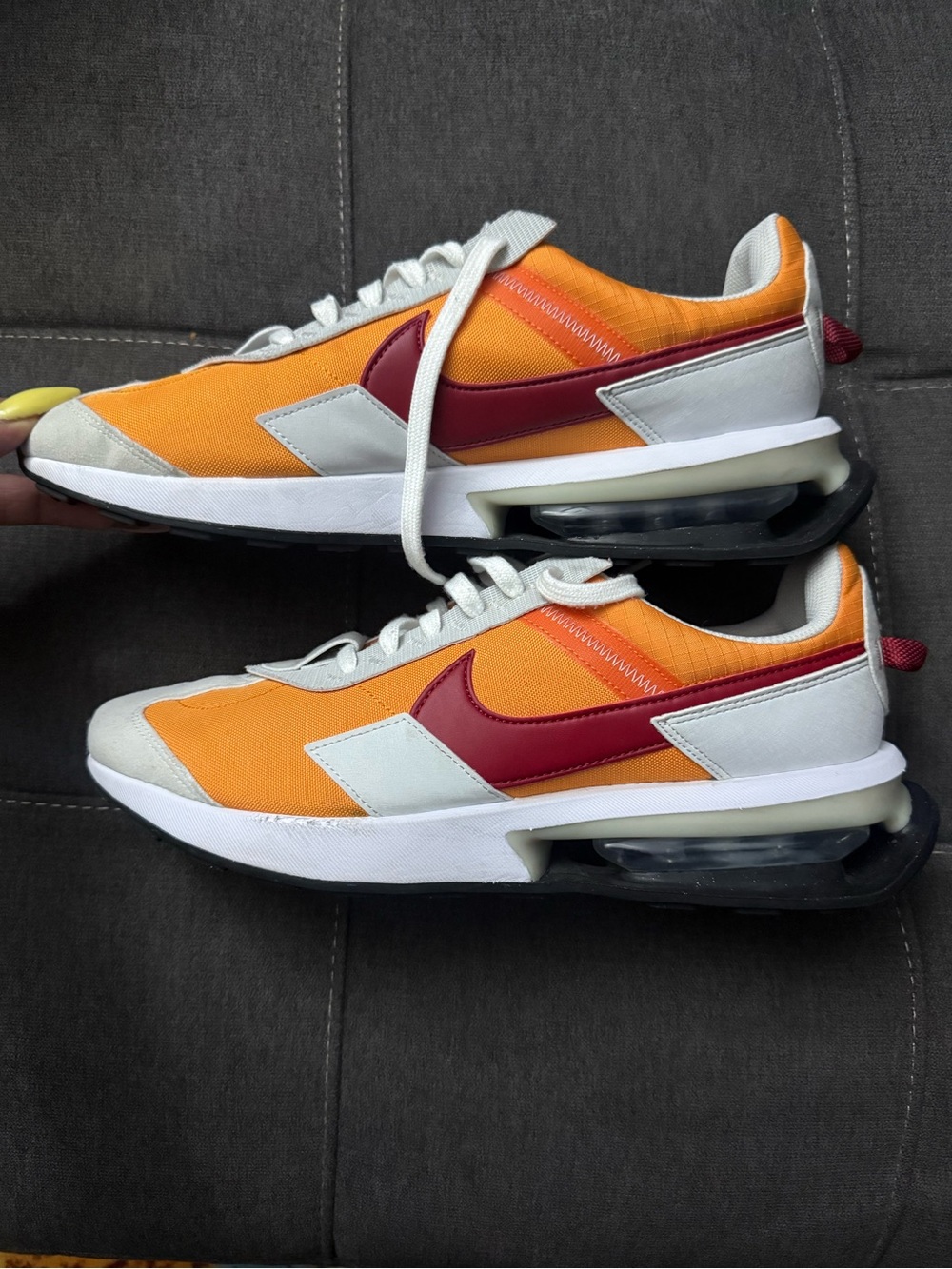 Nike Orange and Red Low-Profile Air-Cushion Sneakers